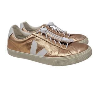 Anthropologie Veja 7 Esplar Metallic Sneakers Rose Gold Stretch Lace Casual
